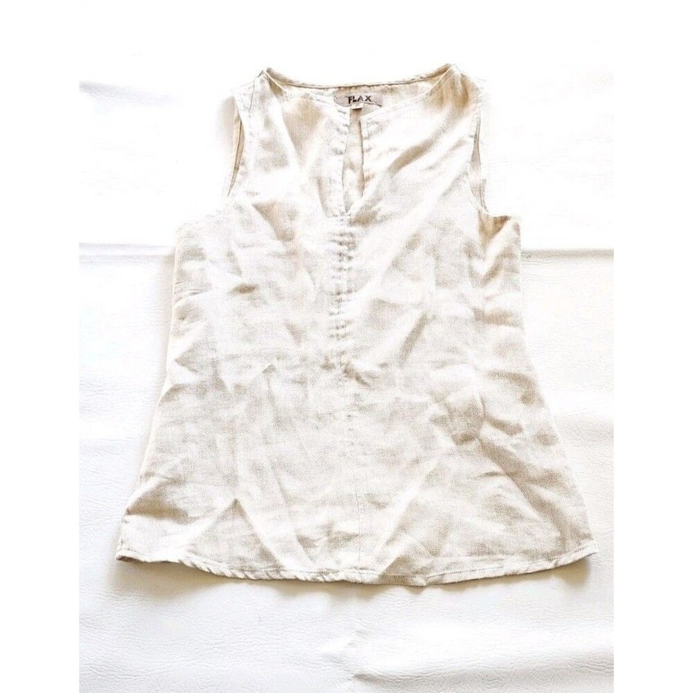 Flax Cream 100% Linen Sleeveless Top- Size Small